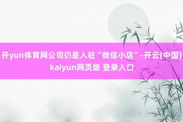 开yun体育网公司仍是入驻“微信小店”-开云(中国)kaiyun网页版 登录入口